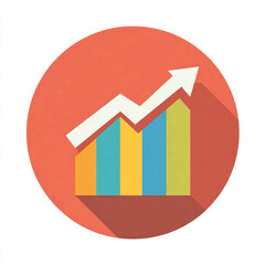 Trending arrow growth increase icon illustrating performance growth, analytics, or upward trend in a modern flat design.