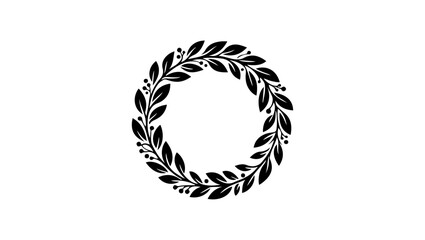 Obraz premium Garland, Classic Laurel Leaf Crown Silhouette for Iconic Symbols Free Vector, Laurel wreath icon. Symbol, logo illustration, laurel wreath circle icon simple, Leaf wreath icon simple illustration 