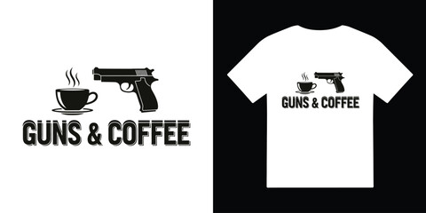guns and coffee tshirt vector illustration design