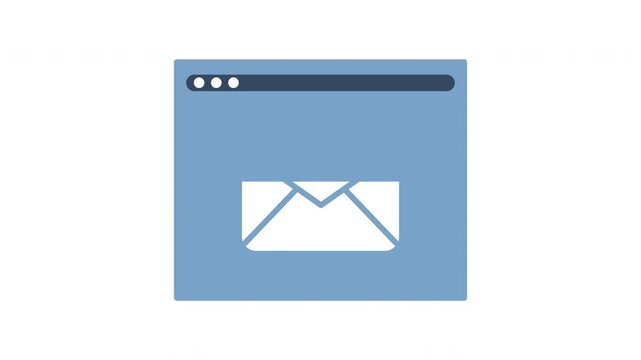 email animation with orange check mark icon.Simple web browser window