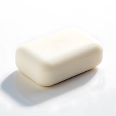 Bar of white soap on reflective surface