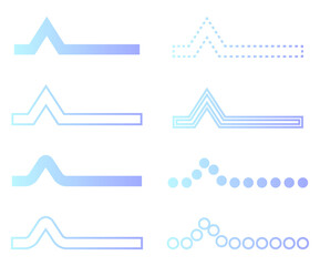 心拍数やパルスをイメージした近未来的なラインアイコンパーツ・山型・データ推移ラインセット