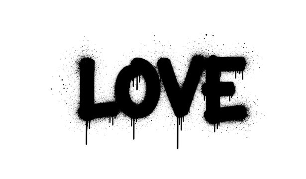 Black spray paint graffiti love word vector illustration isolated on white background