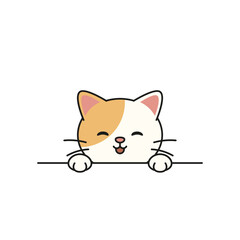 Fototapeta premium Cute Cartoon Cat Peeking Illustration