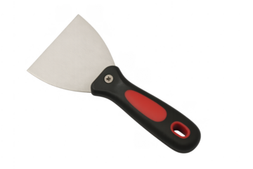 Spackle knife with red handle on transparent background
