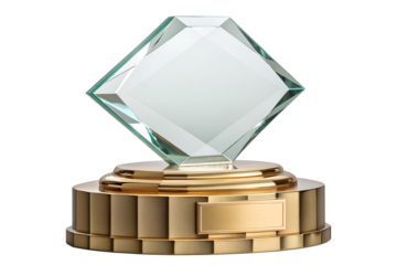 gold silver and bronze medals on stack with glass and box elements representing awards and finance