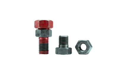 Bolts and Nuts with Red and Gray Finish