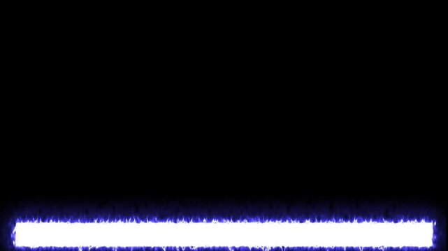 White lower third with blue neon fire effect isolated on black background.