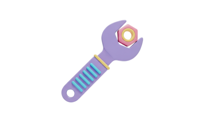 3D Render of a Cartoon Wrench and Nut
