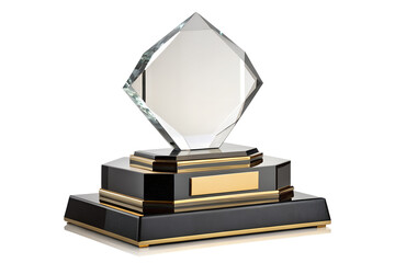 Gold trophy cup isolated with books and educational elements on white background