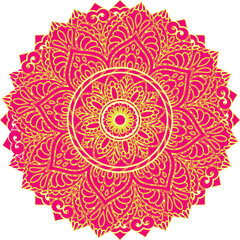 Intricate pink mandala flower with layered petals and delicate dots