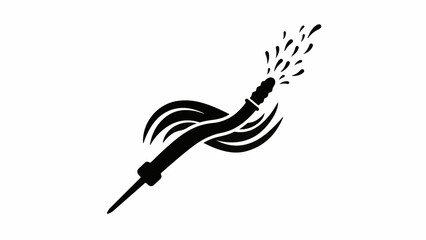 Dynamic illustration of a fire hose spraying water with swirling motion