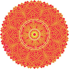red  and yellow round ornament mandala 