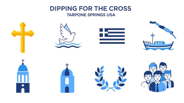 Icons depicting the Epiphany Dipping for the Cross tradition in Tarpon Springs USA