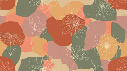 A colorful floral pattern with vibrant flowers and leaves