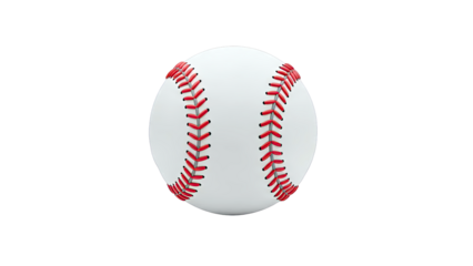 Baseball with Red Stitching on White Background
