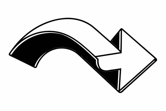 Minimal Loop-Back Flow Arrow Silhouette Vector
