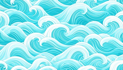 Abstract Turquoise Wave Pattern Background with Flowing Curved Lines