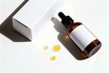 Essential oil bottle with dropper and drops