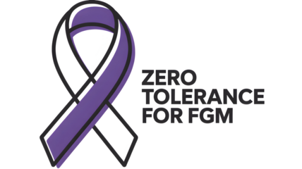 Vector Awareness Ribbon Illustration for Female Genital Mutilation Campaigns and Zero Tolerance Initiatives