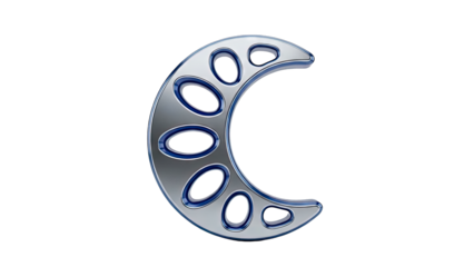 Crescent moon with oval cutouts