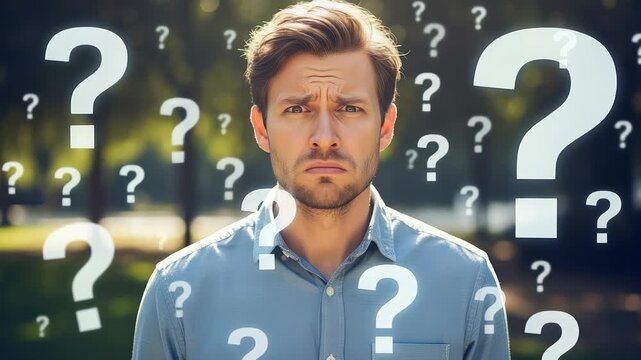 Overwhelmed by Uncertainty: A Man Faces Existential Questions and Decisions, pondering life