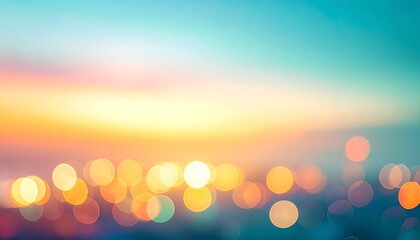 Abstract Pastel Bokeh City Lights Background with Soft Gradient Blur