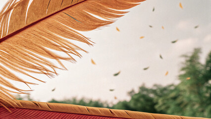 Light Mint Sky with Canary Yellow Feather Border