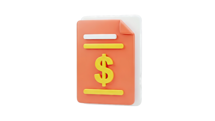 3D Rendered Financial Document with Dollar Sign