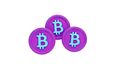 Bitcoin Coins Stacked on White Background