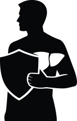 Strong Man Shield Thumbs Up Resilience Silhouette