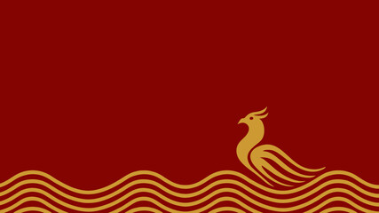 Imlek, Phoenix Ripple, Stylized phoenix illustration symbolizing rebirth and prosperity, ideal for branding and motivational content.