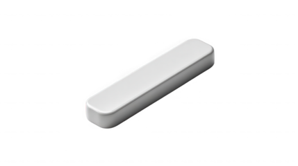 Modern white rectangular object with rounded edges on transparent background