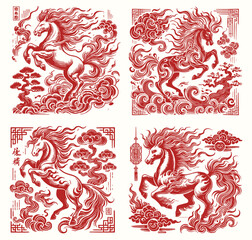 Chinese New Year Fire Horse Vector