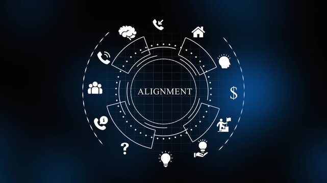 Abstract digital alignment concept with interconnected and representing business strategy and planning