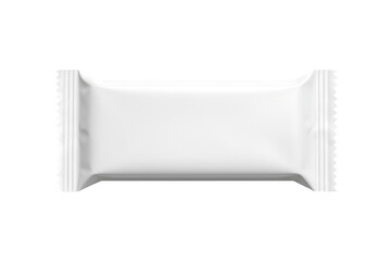 Front view of a blank white plastic snack bar wrap mockup for professional food packaging presentation isolated on transparent background