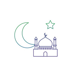 Obraz premium Islamic Mosque Silhouette with Crescent Moon and Star Icon