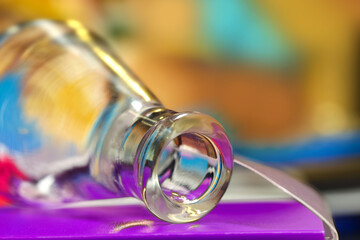 Close up view of opening of chemical bottle in the lab.