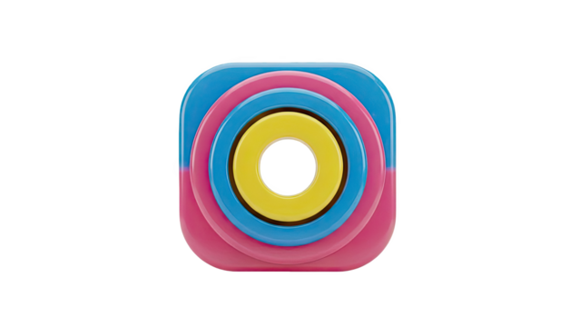 Concentric Rings Icon with Pink and Blue Gradient - Powered by Adobe