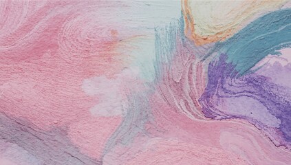 Fototapeta premium A vibrant and colorful abstract painting with swirling patterns of pink, purple, blue, and orange hues on a textured surface