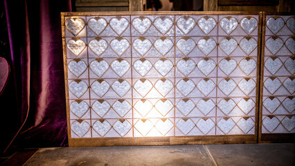 Luxury Valentine Background with Rose Gold Snake Scale Reflections and Holographic Hearts