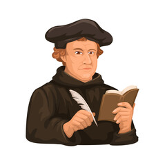 Martin Luther Figure. Historical European Religious Thinker Vector Illustration