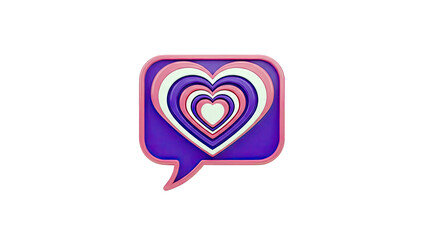 Concentric Hearts within a Speech Bubble Icon