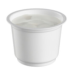 Open White Plastic Yogurt Cup with Creamy Texture for Dairy Product Packaging Mockup Isolated on Transparent Background