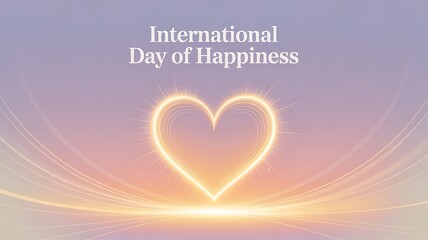 Glowing Heart on Gradient Background for International Day of Happiness