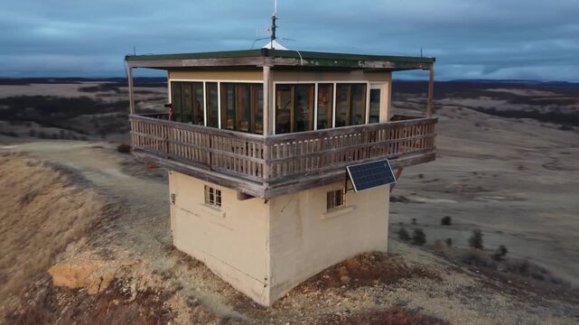 Orbit around lonely lookout tower in Montana 