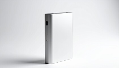 Compact White Electronic Device with Scenic Display and USB Port on Neutral Surface