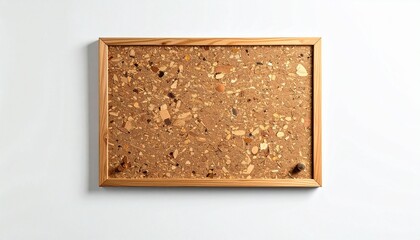Cork Bulletin Board with Landscape Photo Integration, Push Pins, and Paper on White Wall