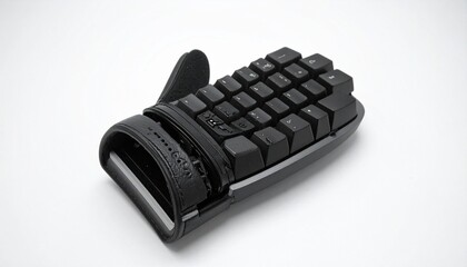 Wearable One-Handed Keyboard Device with Grid Keys and Strap Mechanism on Neutral Surface