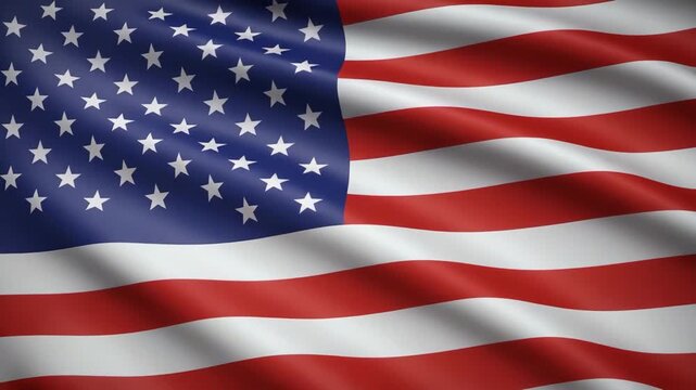 Waving American Flag with Stars and Stripes in the Wind for Patriotic Celebrations and National